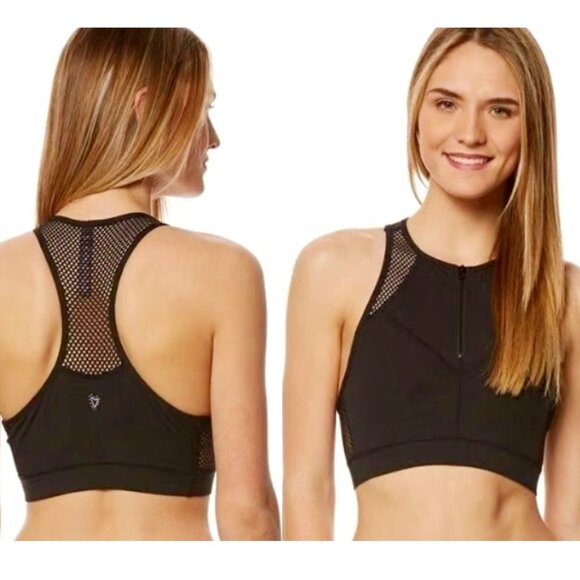 Betsey Johnson Other - Betsey Johnson Performance Women's Black Zip Front Mesh Yoga Sports Bra Large